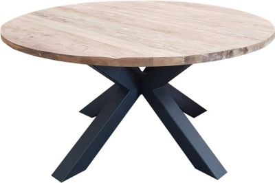 Dining Table PADMAS PLANTATION GIULIA Industrial 48-In Ebony Almond Off-White