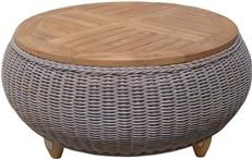 Ottoman PADMAS PLANTATION PARADISE Gray Powder-Coated Teak Aluminum Kubu Woven