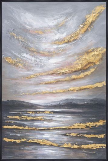 Painting Contemporary Sky Abstract Multi-Color Polyester Canvas Gel Plastic