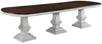 Pastry Table Tuscan Italian 3 Pedestal Wood Oval Antiqued White Rustic Pecan