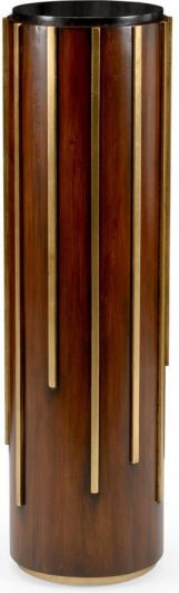 Pedestal Plant Stand DRIP DROP Brown Antique Gold Natural Black Wood Metal