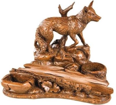 Pen Holder Desk Tray MOUNTAIN Traditional Antique Fox Walking Resin
