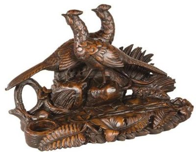 Pen Holder Desk Tray MOUNTAIN Traditional Antique Pheasant Chocolate Brown