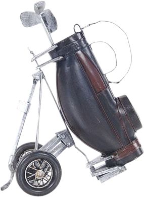 Pen Holder Vintage Golf Bag Painted Metal Iron Frame Handmade Handle on Hinge