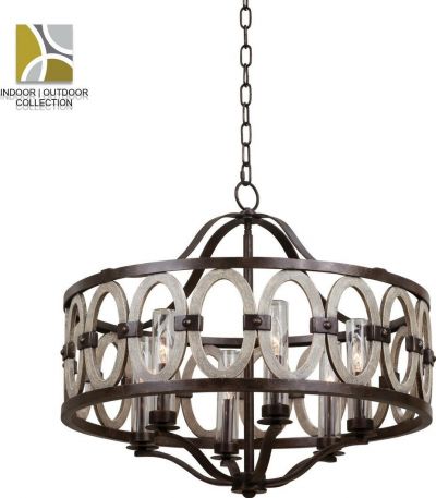 Pendant KALCO BELMONT Contemporary 6-Light Florence Gold Clear Glass Outdoor