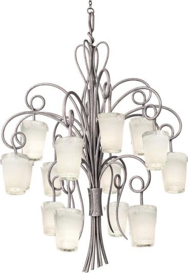 Pendant KALCO TRIBECCA Transitional 16-Light Pearl Silver Frosted White Glass