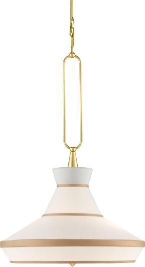 Pendant Light CURREY PERTH Traditional Antique Drum Shade 2-Light Gold Leaf
