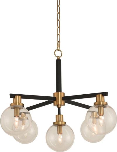 Pendant Light KALCO CAMEO Mid-Century Modern 5-Light Brushed Pearlized Brass
