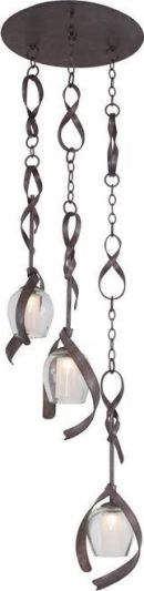 Pendant Light KALCO Industrial 3-Light 3000K Bulb Clear White Frosted Oxidized