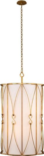 Pendant Light KALCO OLIVIA Casual Luxury 6-Light Oxidized Gold Leaf Off-White