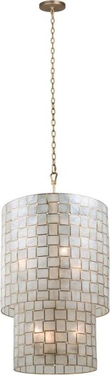 Pendant Light KALCO ROXY Casual Luxury 2-Tier Tiered 6-Light Oxidized Gold Leaf