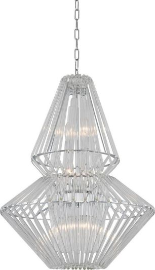 Pendant Light KALCO TAZA Transitional 7-Light Clear Glass Chrome Solid Dry