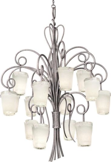 Pendant Light KALCO TRIBECCA Transitional 16-Light Pearl Silver Frosted White