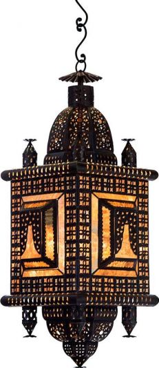 Petra Lantern Moroccan Hand-Made Punched Recycled Tin Embossed Mirror 4-Light