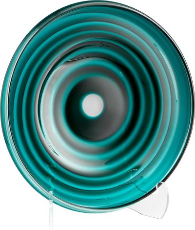 Plate CYAN DESIGN VERTIGO Large Teal Glass