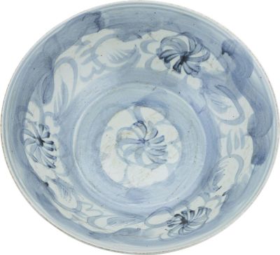 Plate Silla Sea Grass Floral Large White Blue Porcelain Handmade Ha