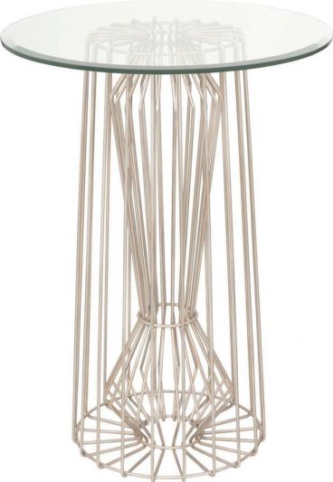 Pub Table Drinks KALCO METRO Mid-Century Modern Pearl Silver Wire Frame