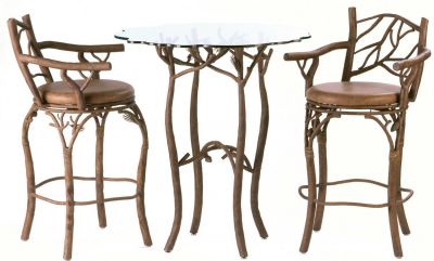 Pub Table Drinks KALCO Rustic Lodge Ponderosa Glass Top