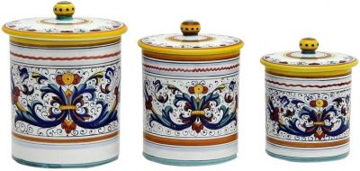RICCO DERUTA DELUXE Canister Majolica Set 3 Ceramic
