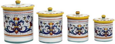 RICCO DERUTA DELUXE Canister Majolica Set 4 Ceramic
