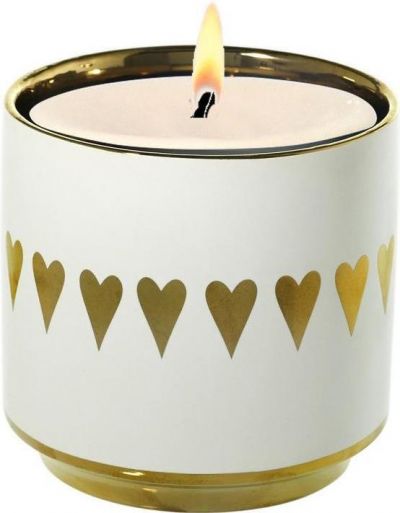 ROMANTICA CANDLES Candle Vase Valentine-Golden Heart Valentin Large Non-Toxic