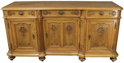 Rococo Sideboard Louis XV Antique French 1890 Walnut 3-Doors 3-Drawer