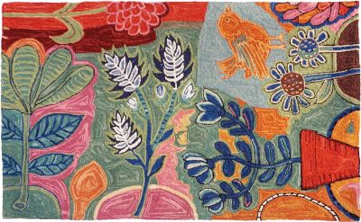 Rug Bloomer Garden 9x6 6x9 Cotton Wool Hooked