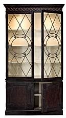 SARREID ASTRAL Display Cabinet Umbria Solid Knotty Oak Brass Accents