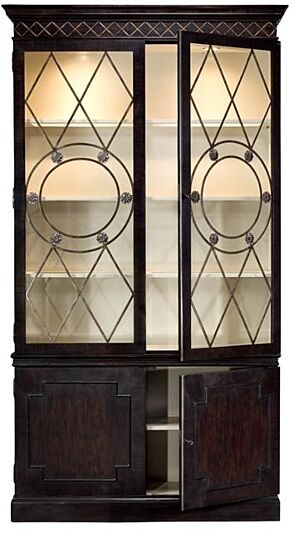 SARREID ASTRAL Display Cabinet Umbria Solid Knotty Oak Brass Accents