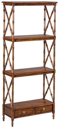 Etagere Shelves SARREID Bamboo Appearance Dark Aged Tobacco Brown Solid Walnut