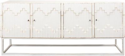 Cabinet on Stand SARREID Antique White Wash Antiqued Reclaimed Pine 2 -Shelf