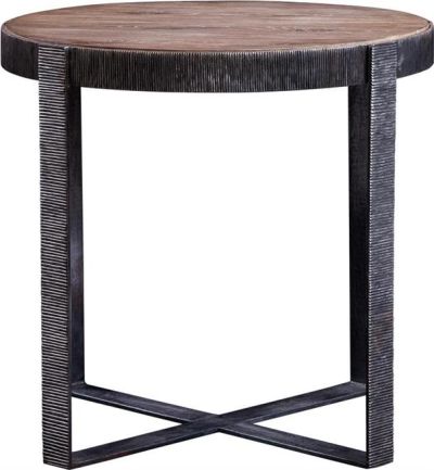 Side Table SARREID Round Antique Silver Heather Gray Walnut White Oak Iron
