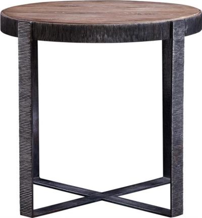 Side Table SARREID Round Antique Silver Heather Gray Iron Walnut White Oak