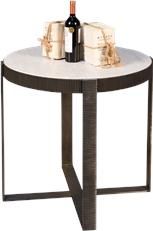 Side Table SARREID Round White Wash Antique Silver White/Cream Walnut Oak I