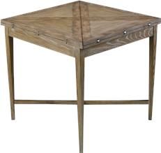 Card Table Games SARREID Burl Solid Oak Walnut Top Swivels