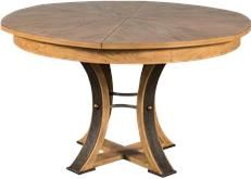Dining Table SARREID Pedestal Base Medium Heather Gray Textured Oak Iron