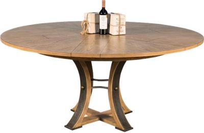 Dining Table SARREID Pedestal Base Small Textured Heather Gray Oak Iron