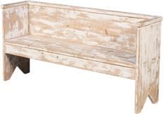 Bench SARREID BEACH HOUSE Coastal Distressed Painted White Wash White/Cream