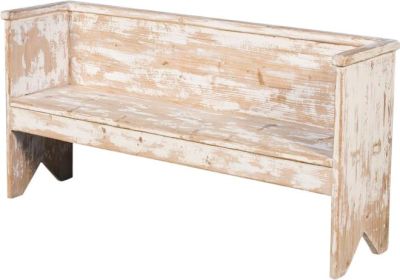 Bench SARREID BEACH HOUSE Coastal Distressed Painted White Wash White/Cream