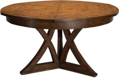 Dining Table SARREID CAMBRIDGE Transitional Pedestal Base Brown