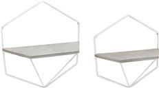 Wall Shelves Contemporary Hexagonal Gray White Set 2 Iron