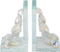 Bookends Bookend GLAM Modern Contemporary Clear Pair Crystal
