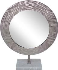 Table Mirror Vanity GLAM Modern Contemporary Textured Silver Glass Aluminum