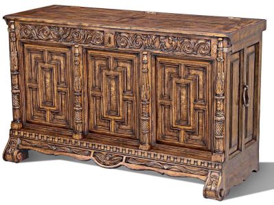 Plasma Console Scarborough House Carved Burl Walnut IR Receiver Power Strip Vent