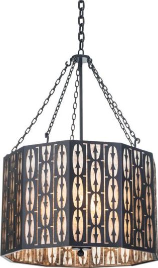 Chandelier Django Decagon Silver Mica 5-Light 1940 Geometrical Wallpaper Pattern