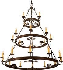 Chandelier Medallion 3-Tier 24-Light Large Renaissance Bronze Forged Iron Tall