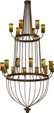 Chandelier SORENTO 2-Tier 18-Light Organic Onyx Shades Bronze Metal Candelabra