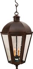 Chateau Lantern Hand Forged Brown Iron Seeded Glass 4-Lights Exterior Large