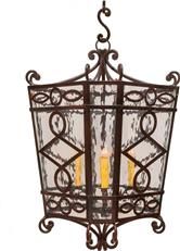 Infinity Lantern Entryway Bronze Hand-Forged Iron 4Light Clear Water Glass Large