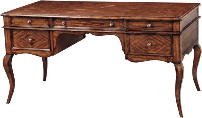 Scarborough House Desk, HandCrafted Distressed Wood, Brass, Hidden Power Strip